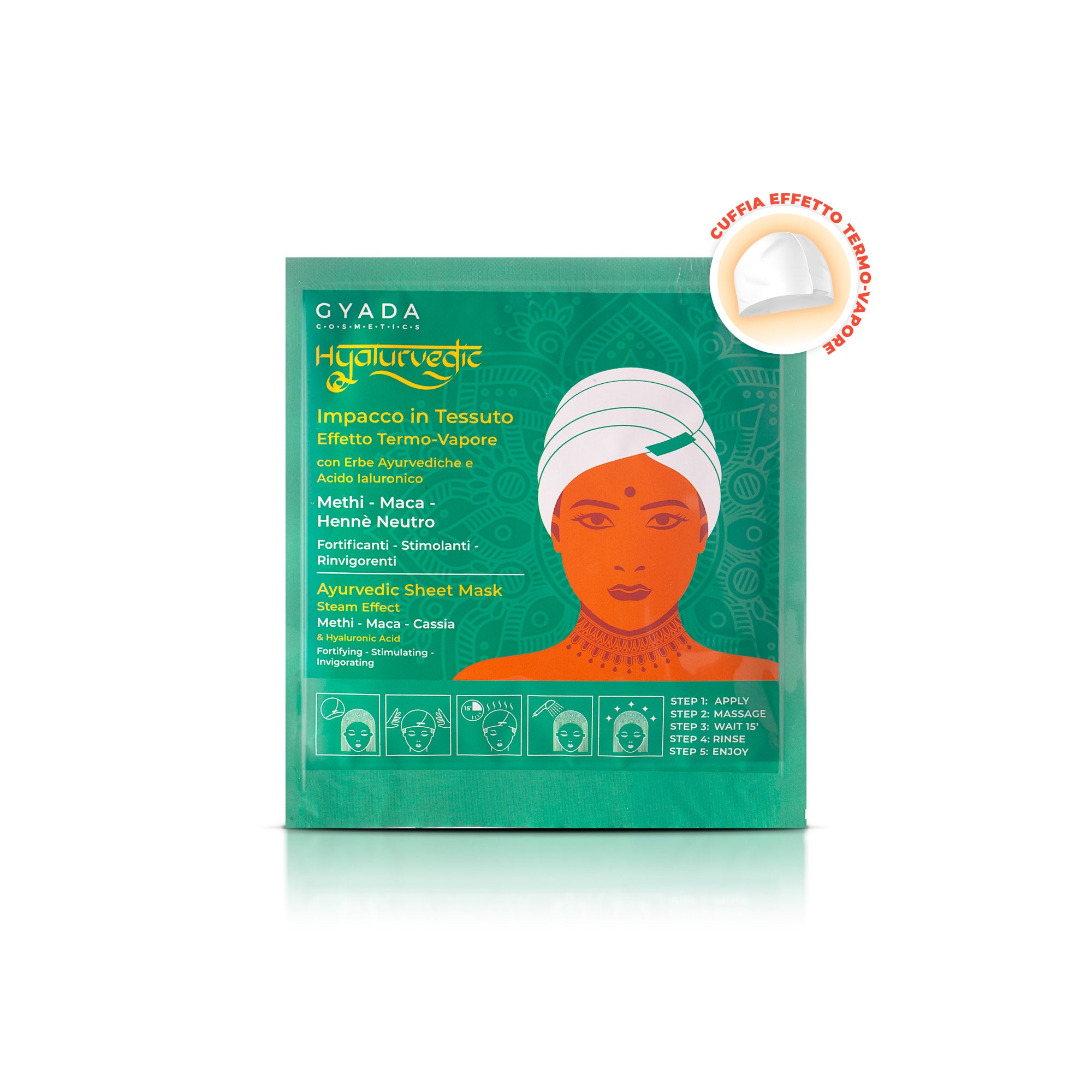 Hyalurvedic Impacco in Tessuto Fortificante (Methi, Maca, Hennè Neutro) - Gyada Cosmetics