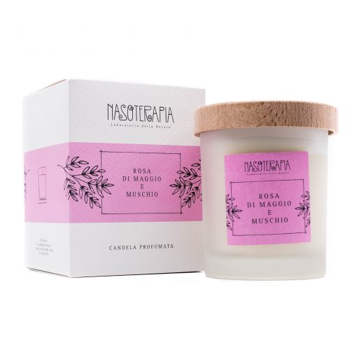 Candela profumata Rosa di Maggio e Muschio- Nasoterapia